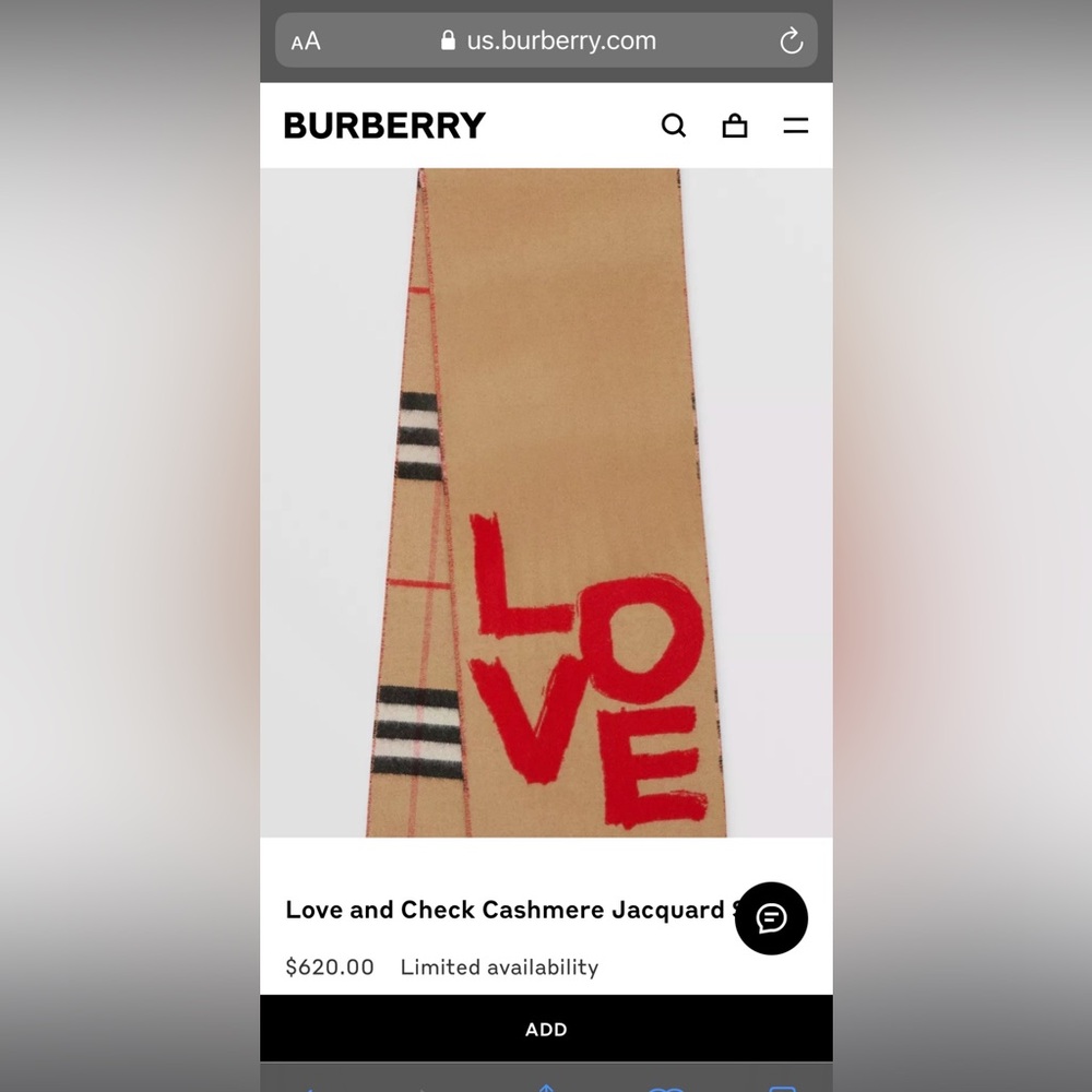 Burberry Tan and Red Cashmere Scarf